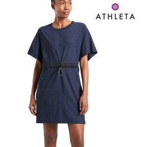 Athleta Crosscurrent Coverup Shift Dress Adjustable Waist Hip Pockets